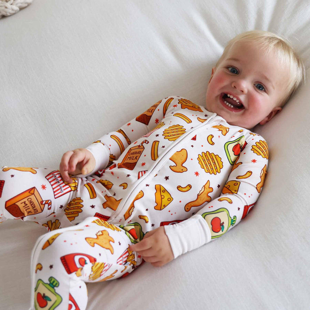 junk food convertible zip romper pajama 