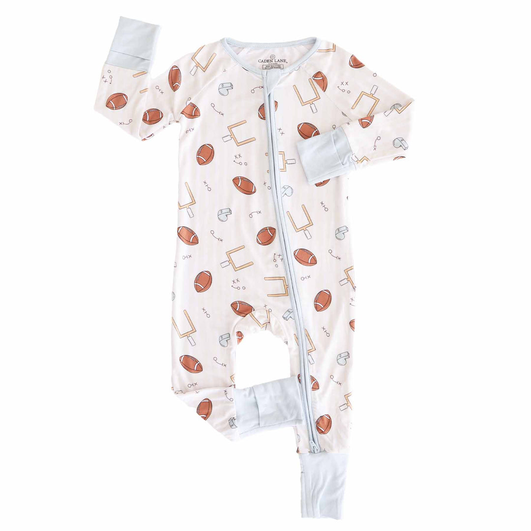 neutral football baby pajama romper for boys 
