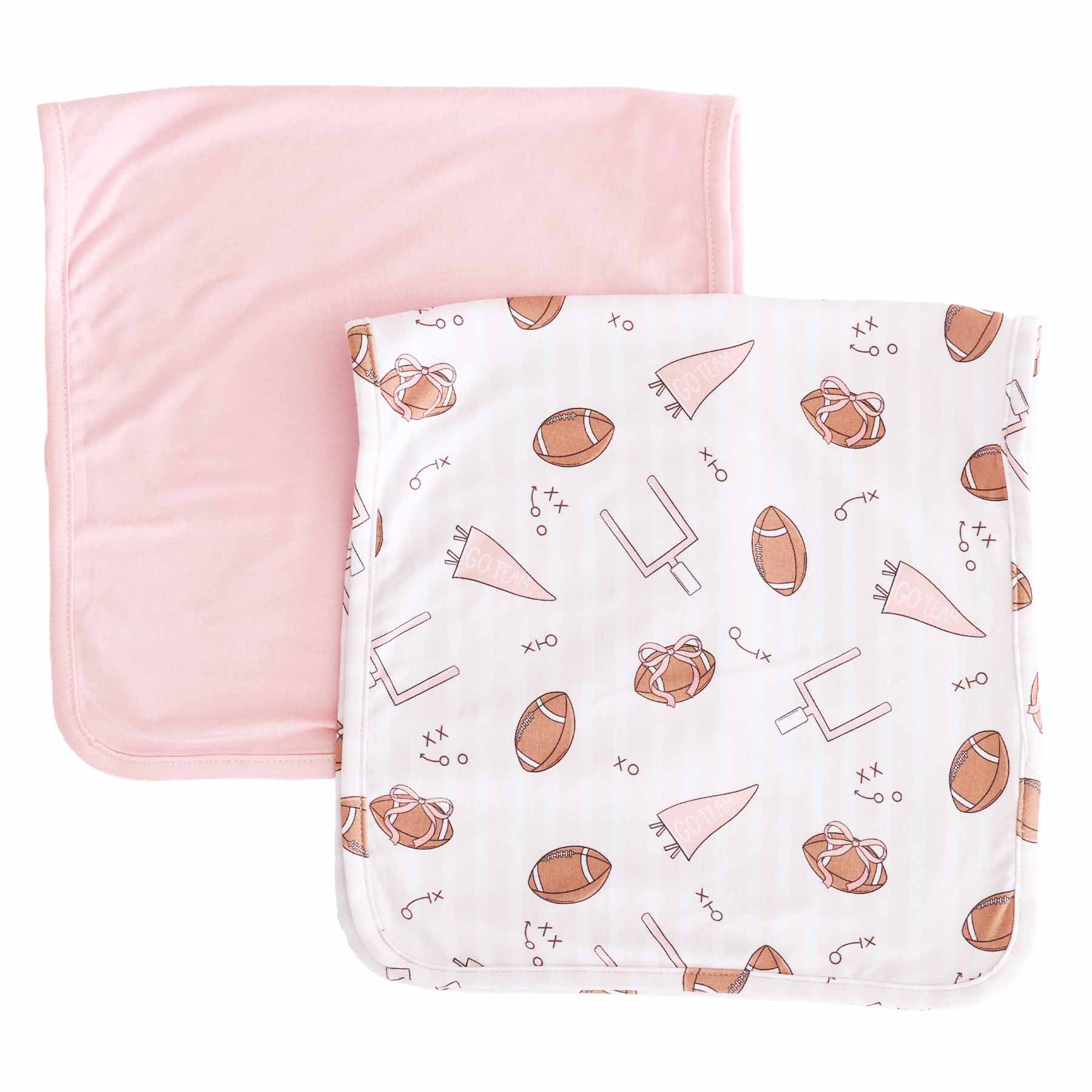 Tiny Touchdowns 2pc Burp Cloth Set | Pink