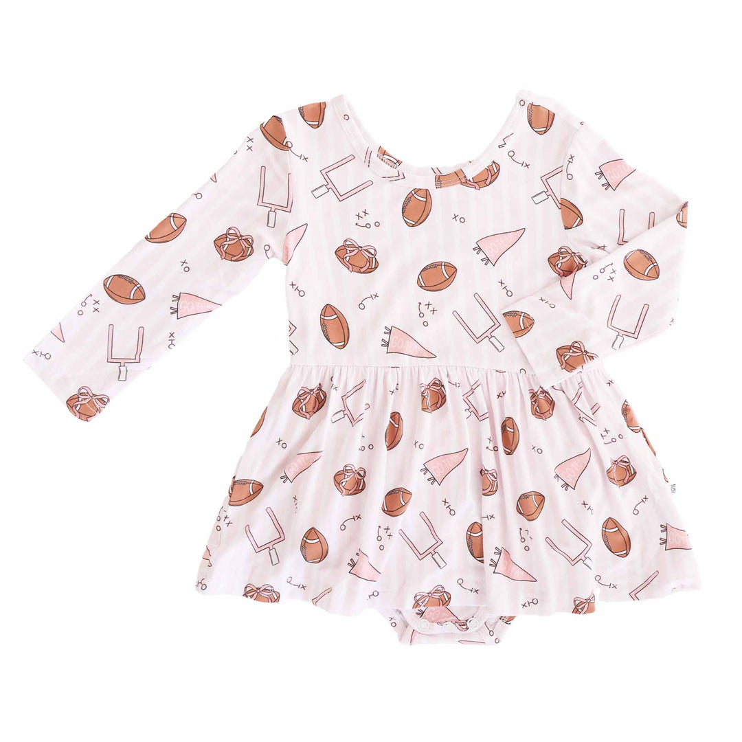 tiny touchdowns baby bodysuit with long sleeves 