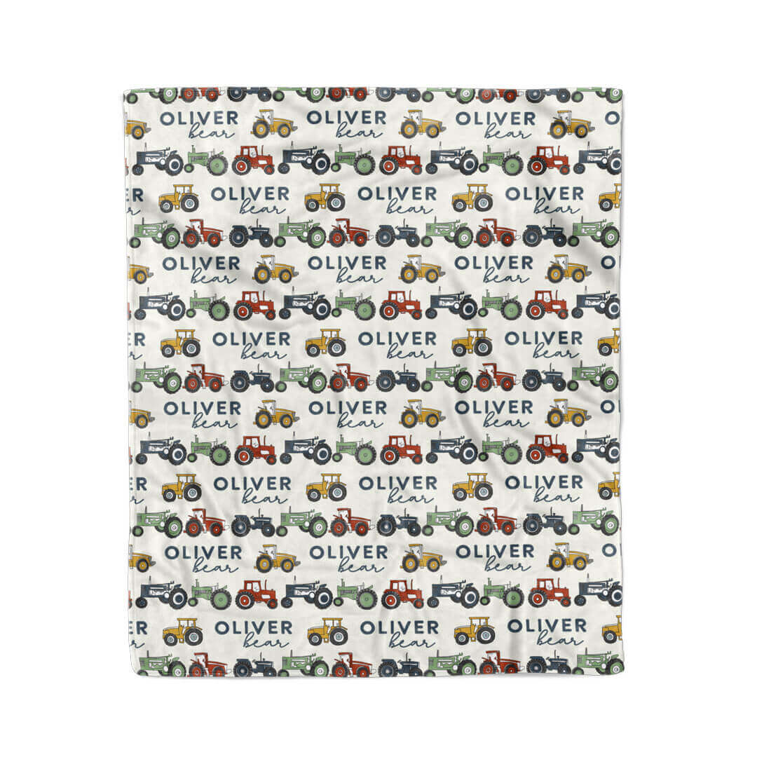 multicolor tractor blanket for kids personalized 