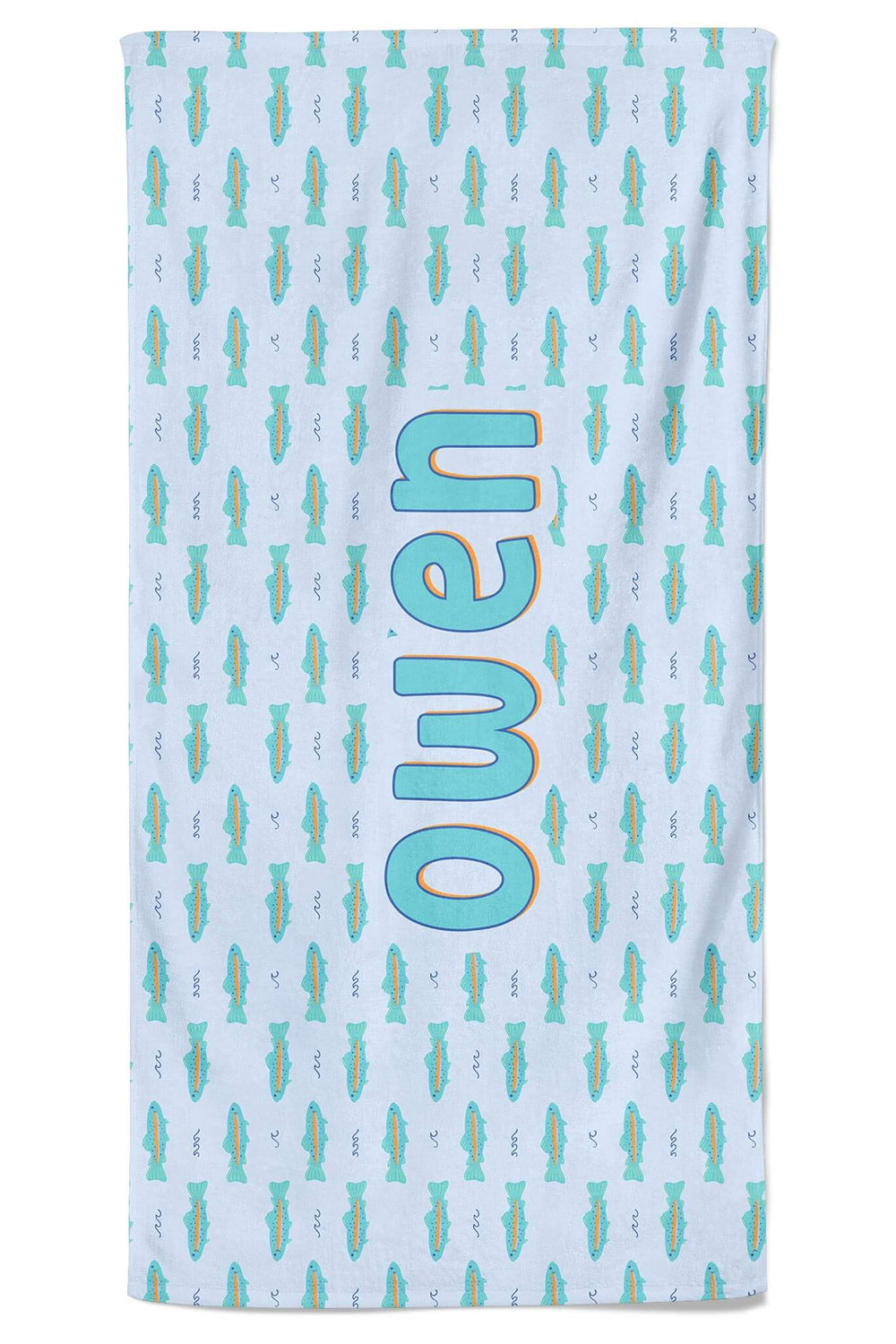 fish personalized beach towel for boys 