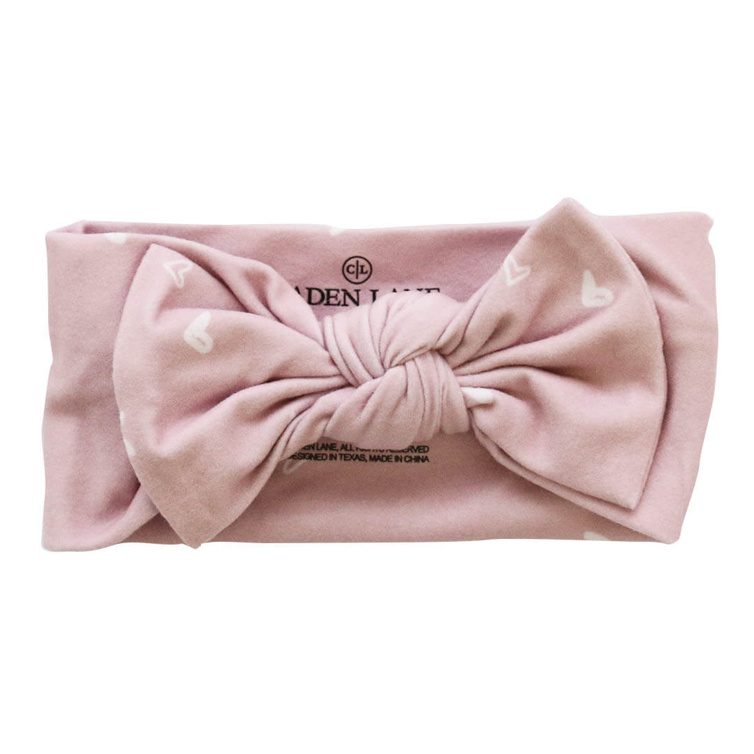 tiny hearts in dusty pink large bow headwrap 