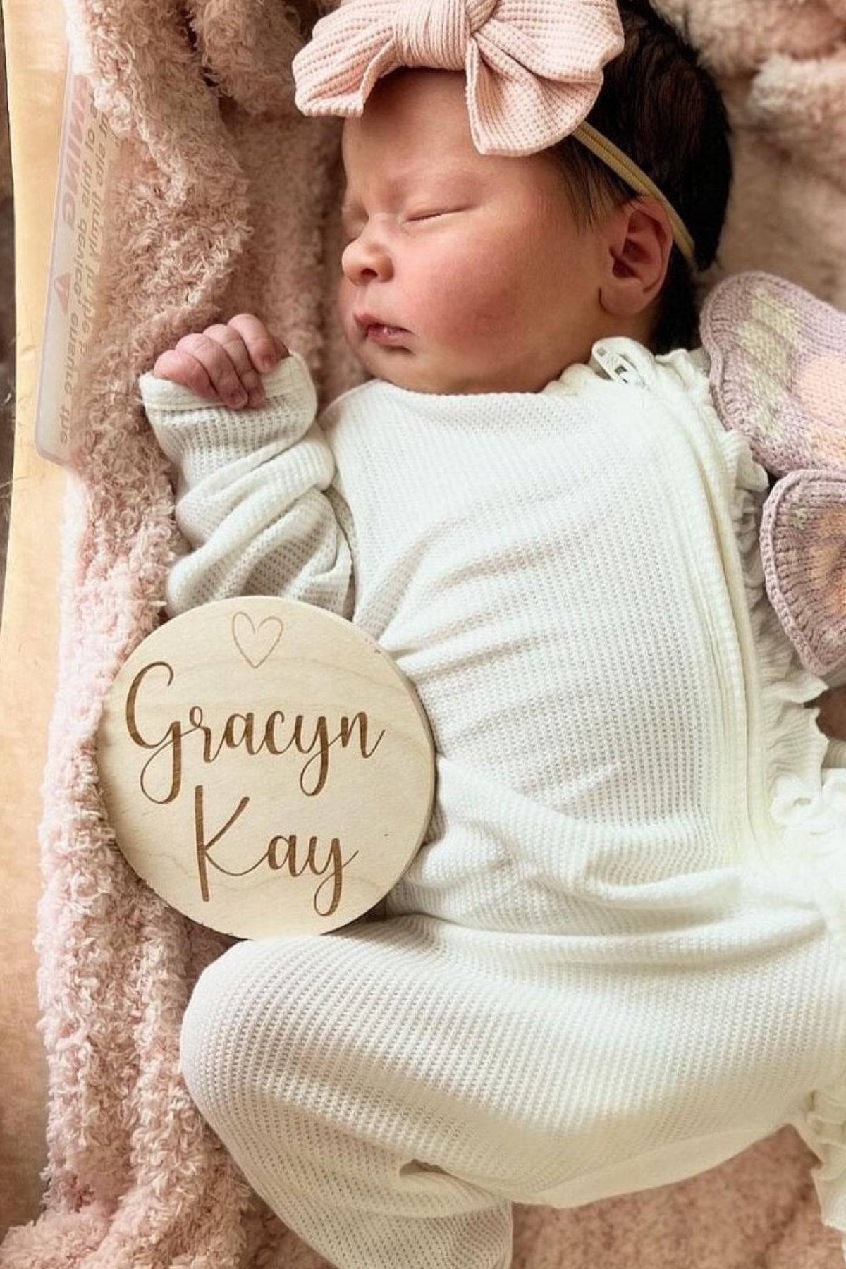 Personalized Baby Name Wood Announcement | Tiny Heart