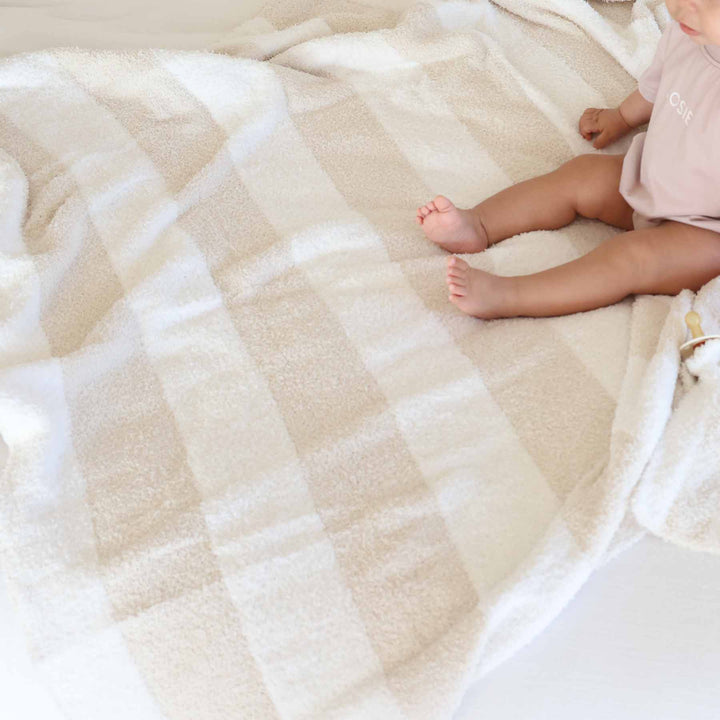 neutral stripe blanket in baby, toddler and throw size 