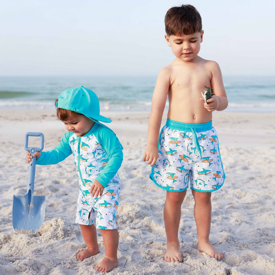 shark sibling matching swimsuits for boys 