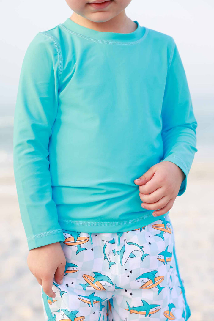 turquoise long sleeve rash guard shirt 