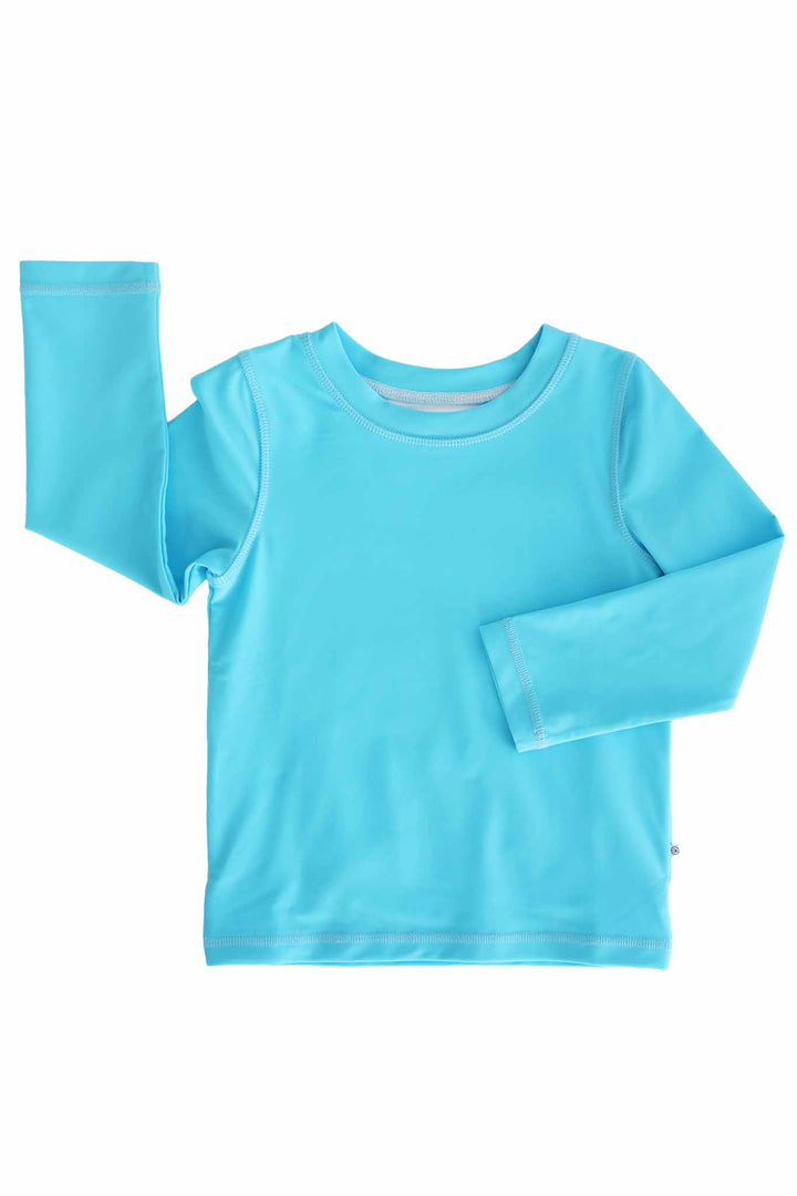 long sleeve rash guard shirt for boys in sharking blue 
