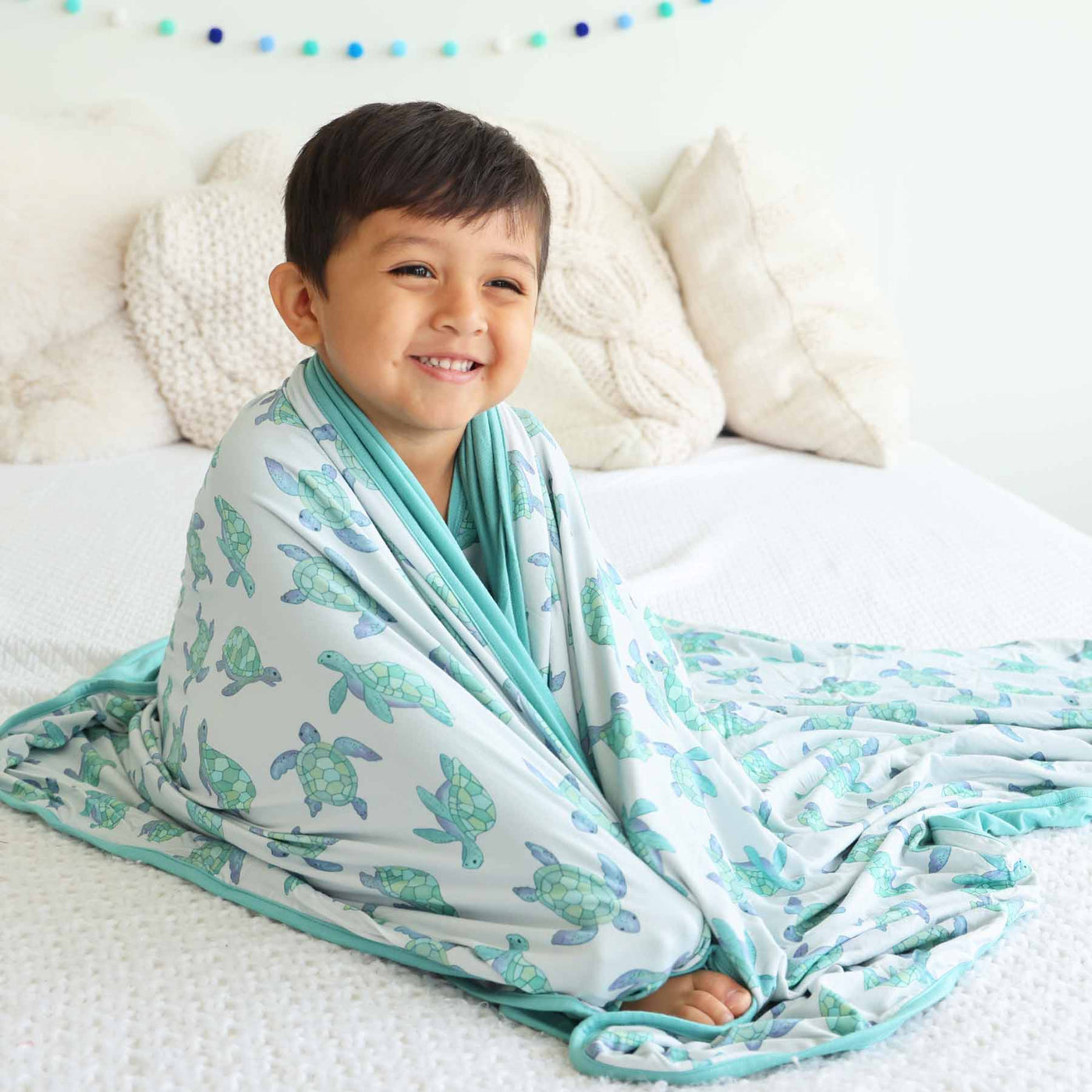 green turtle double sided bamboo blanket 
