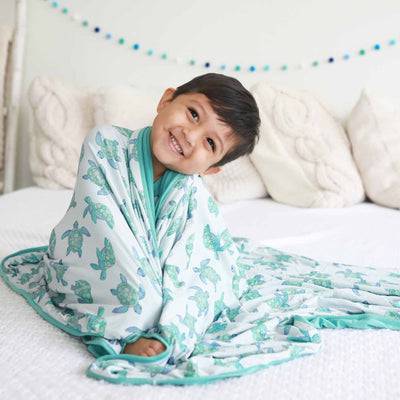 sea turtle bamboo blanket for kids