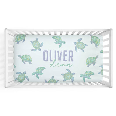turtle personalized crib sheet