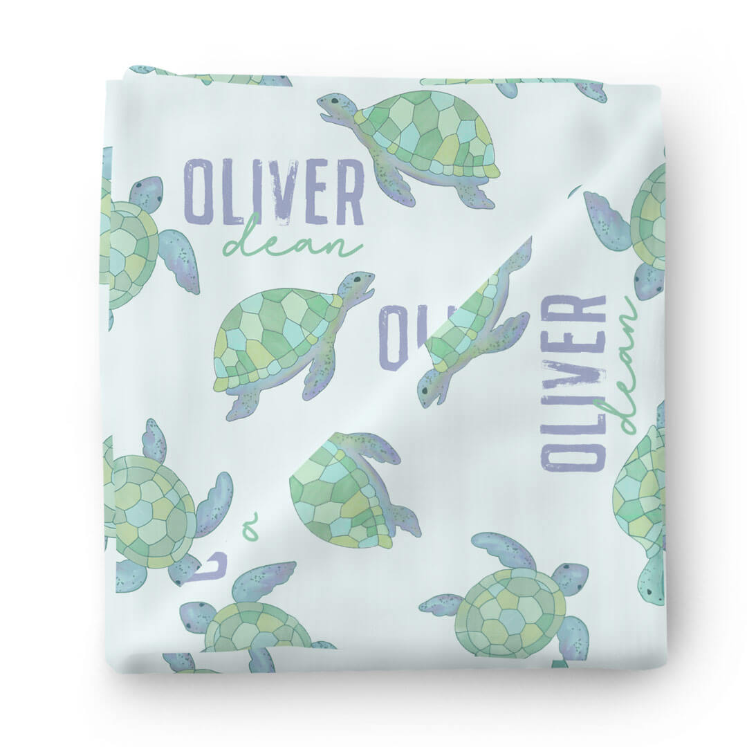 totally turtles personalized swaddle blanket for babies 
