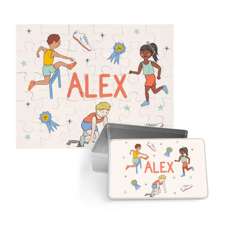olympic themed track personalized puzzle for kids 