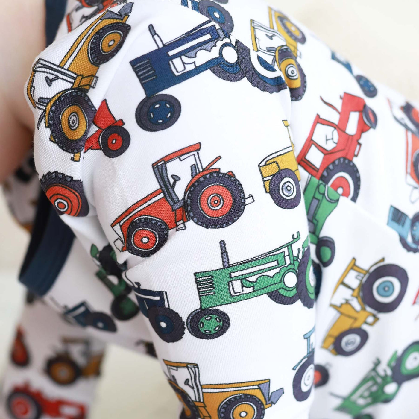 two piece pajama set for kids made of bamboo with tractors