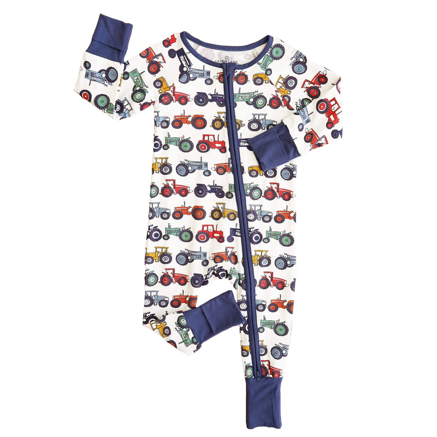 bamboo pajama romper with tractors 
