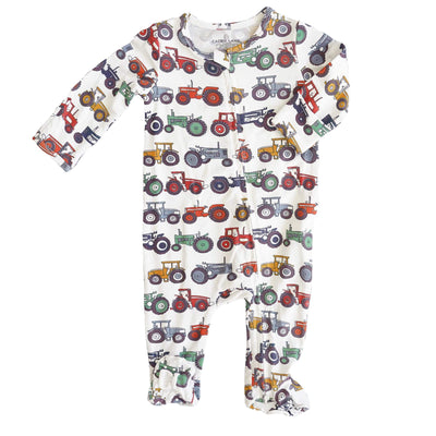 multicolor tractor zipper footie pajamas for baby 