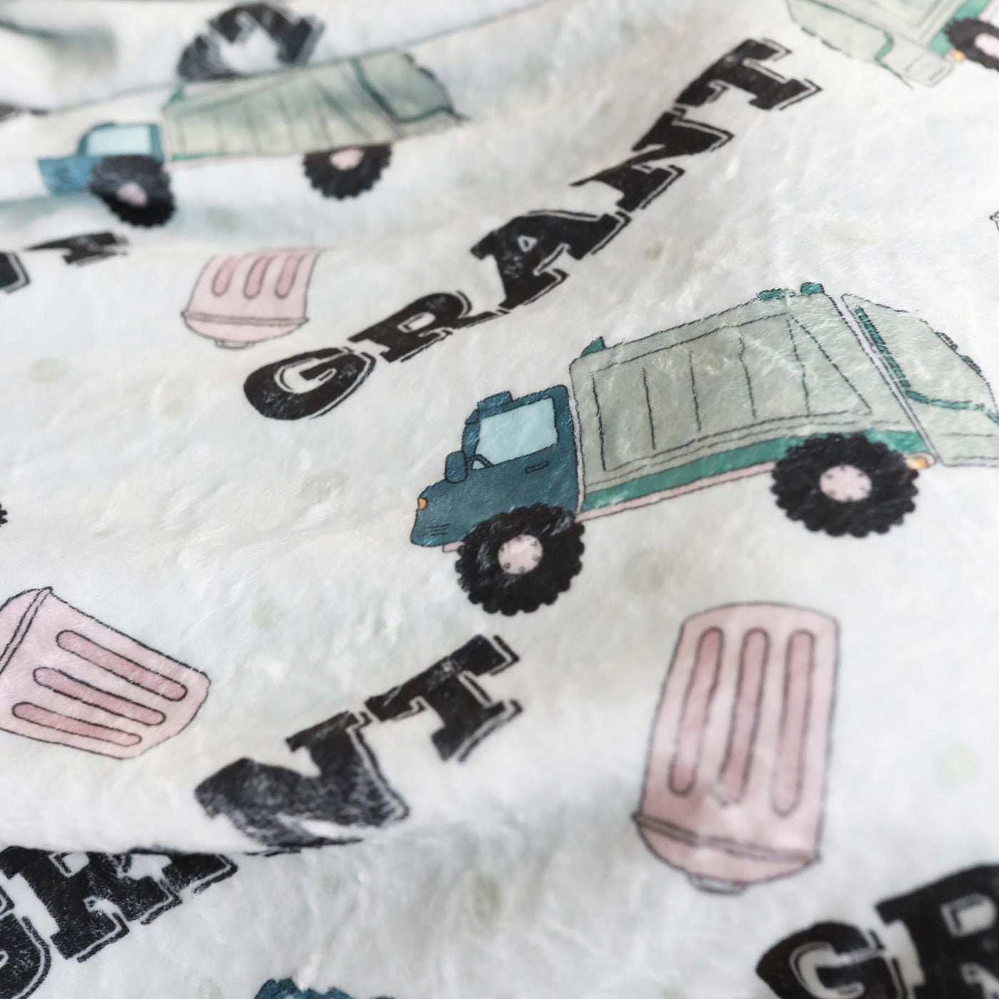garbage truck personalized kids blanket 