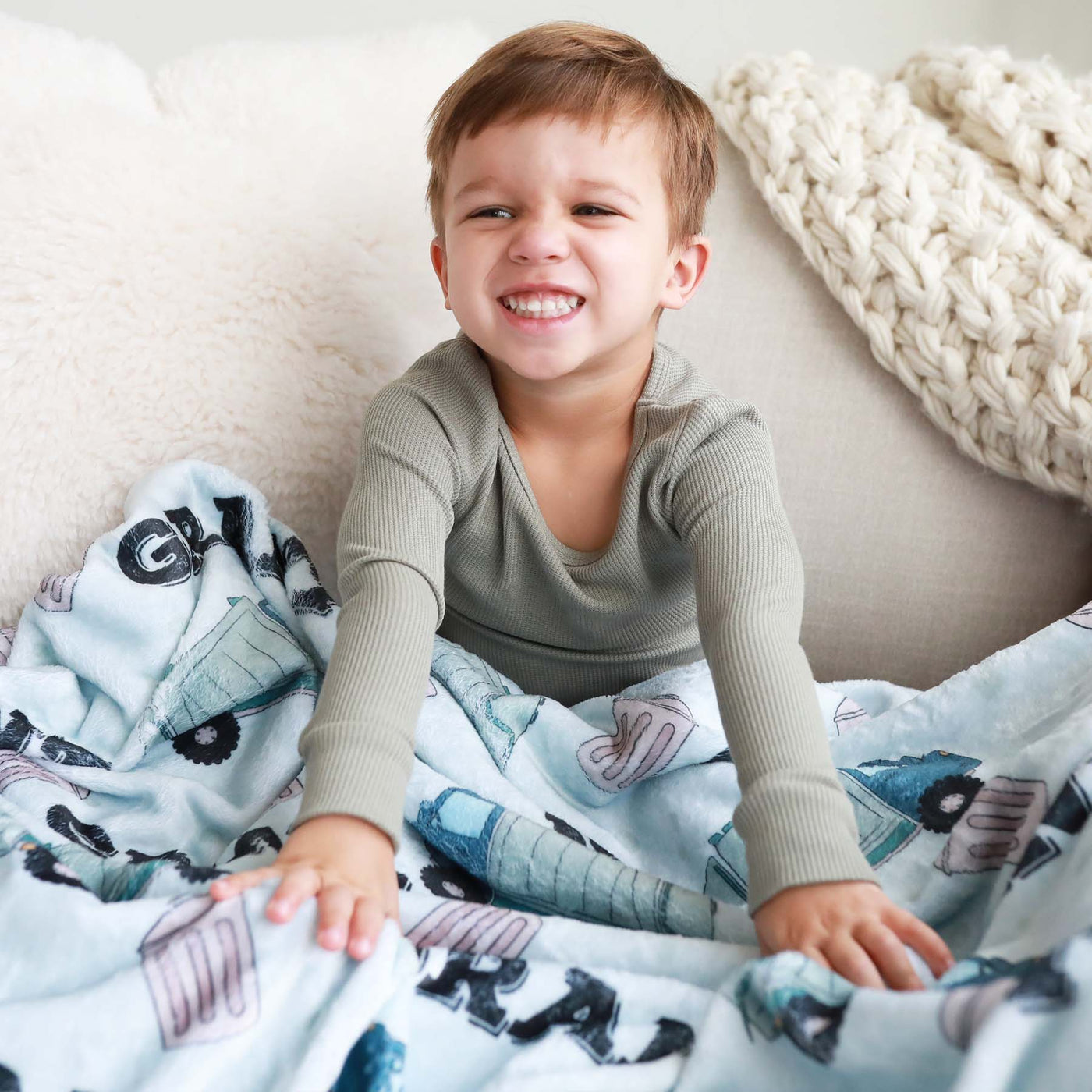 trash truck personalized blanket for kids 