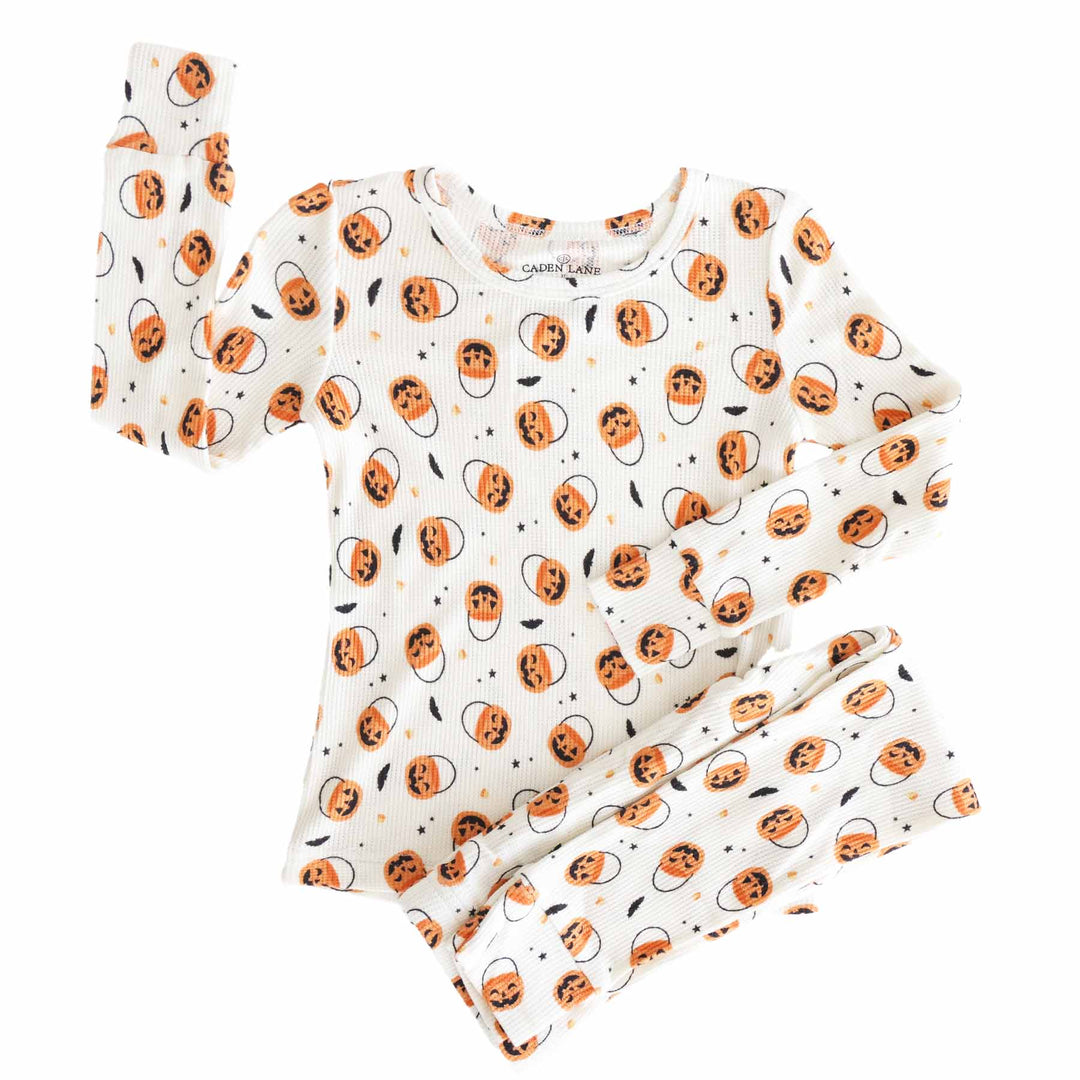trick or treat bamboo waffle halloween pajamas two piece set