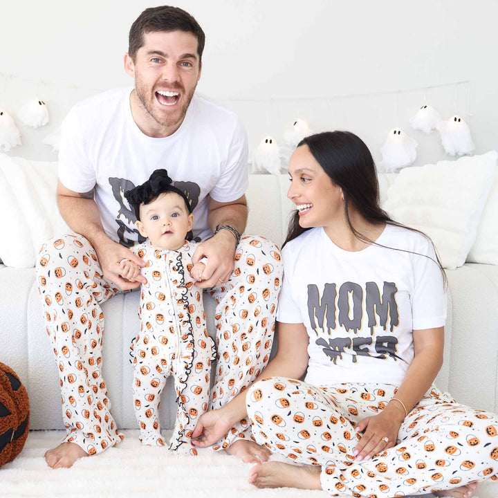 pumpkin trick or treat bag family matching pajamas 