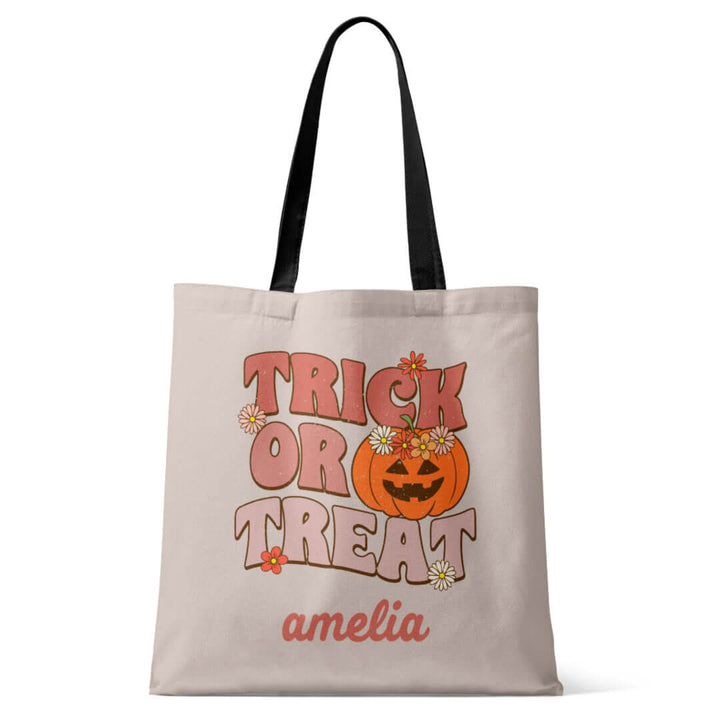 trick or treat personalized tote bag girly 
