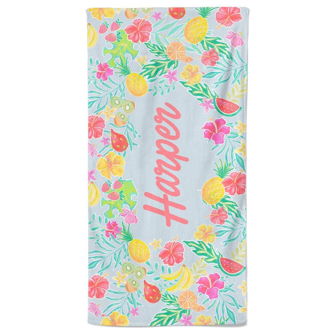 tropical paradise personalized beach towel 
