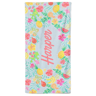 tropical paradise personalized beach towel 