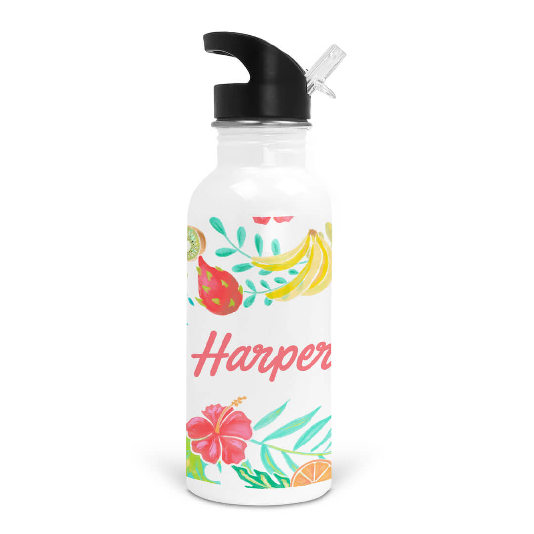 tropical paradise personalized water bottle for kids 