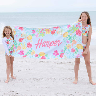tropical paradise personalized towel for kids 