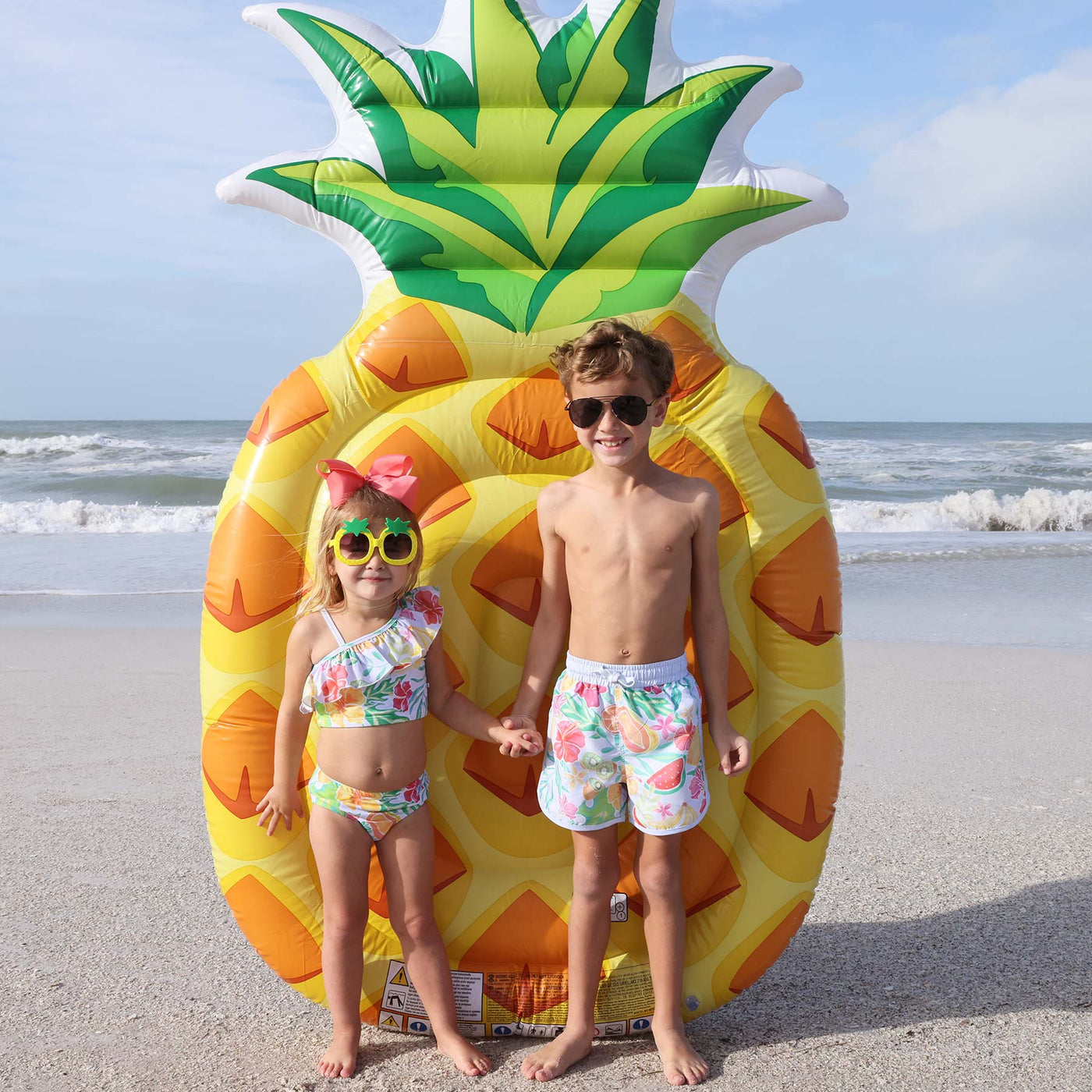 sibling matching fruit swimsuits 