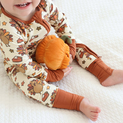pumpkin pie baby pajamas for thanksgiving 