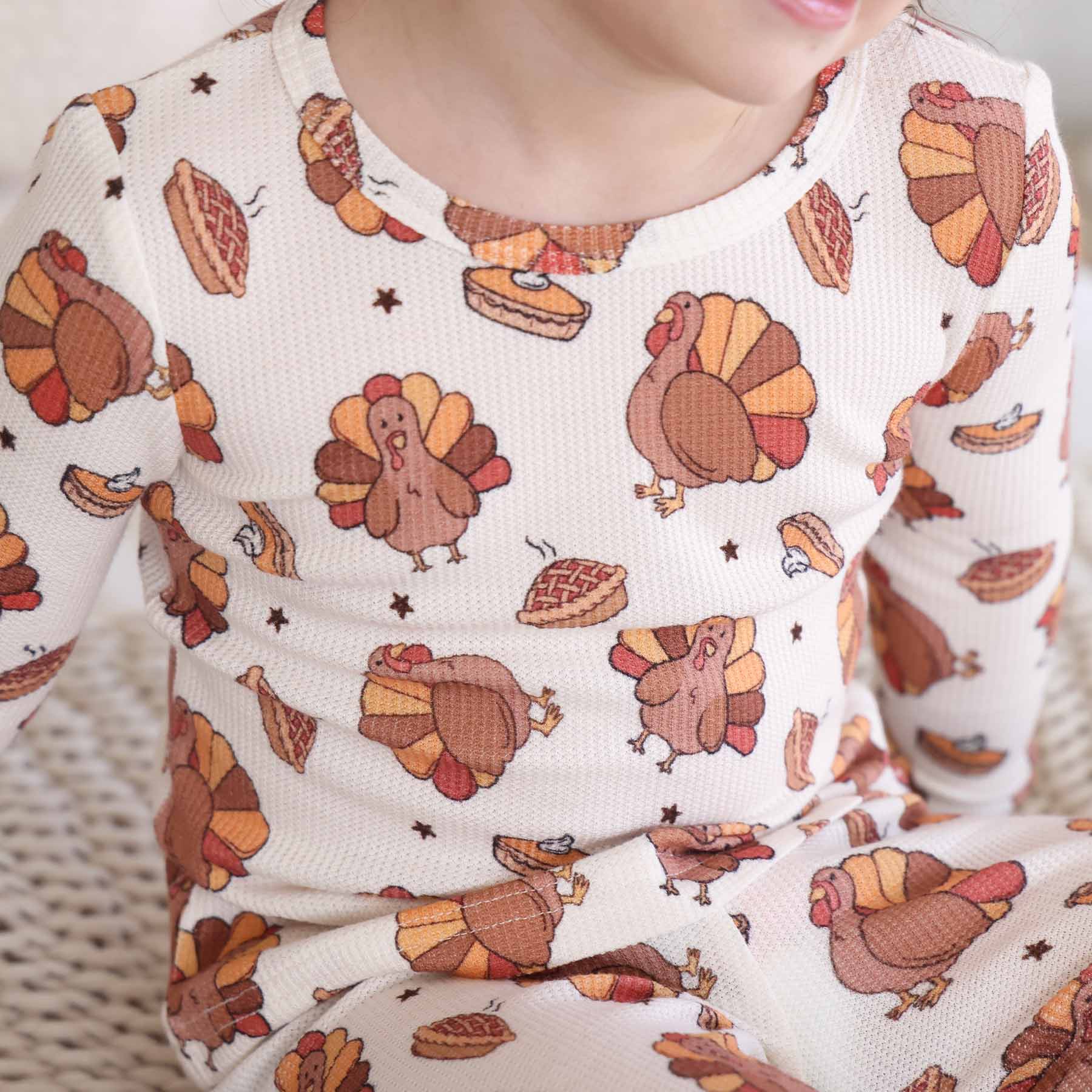 Turkey Treats Bamboo Waffle Two Piece Pajama Set