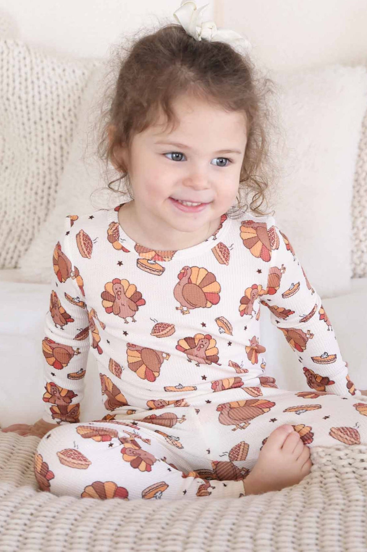 Turkey Treats Bamboo Waffle Two Piece Pajama Set