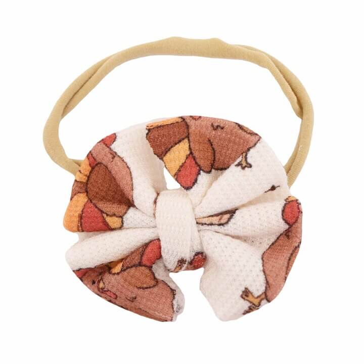 turkey treats knit bow headband 