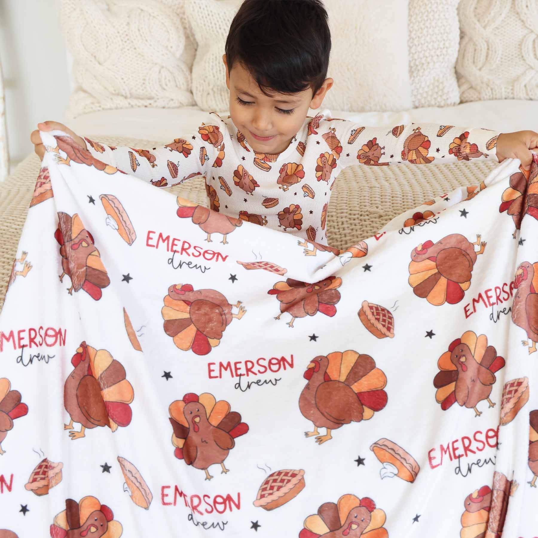 Turkey Treats Personalized Kids Blanket