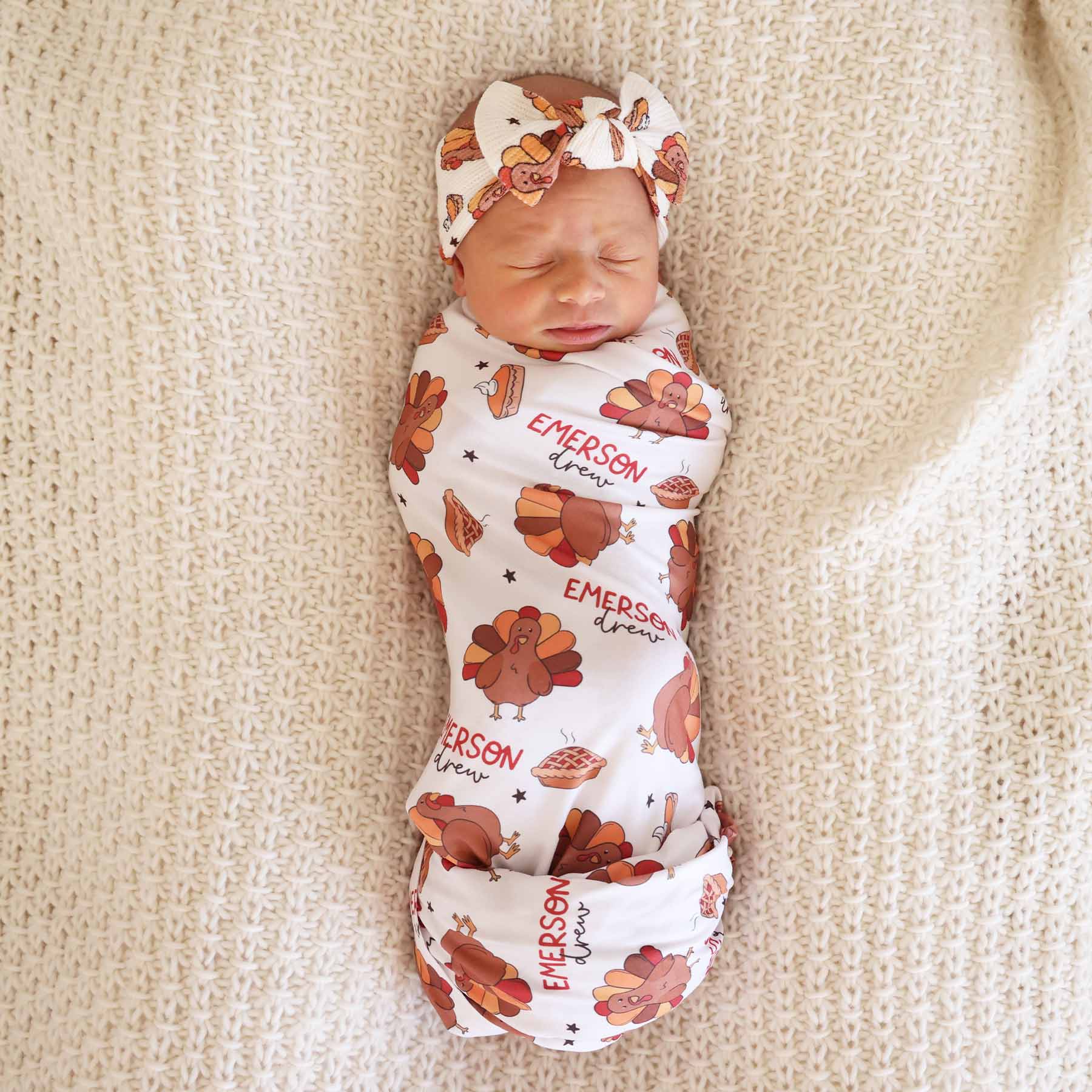 Turkey Treats Personalized Swaddle Blanket