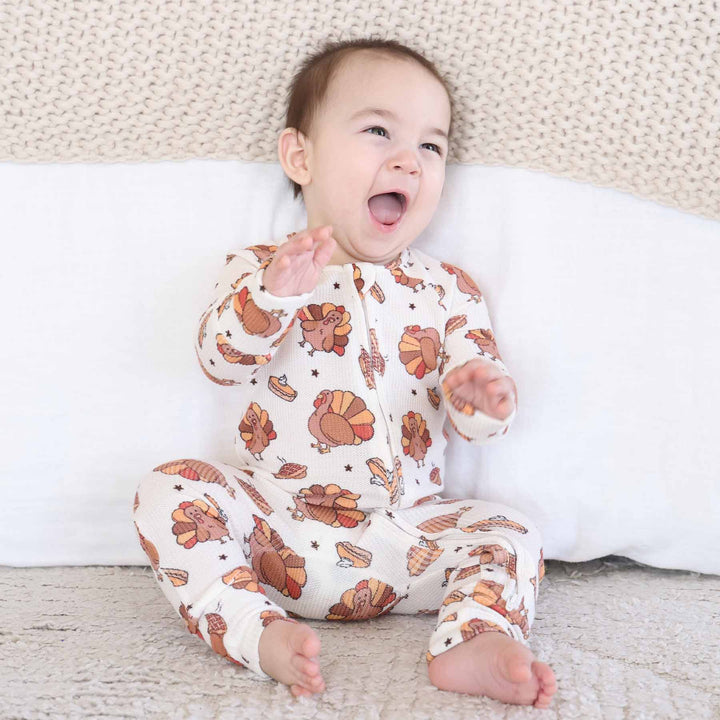 thanksgiving turkey treats baby pajama romper 