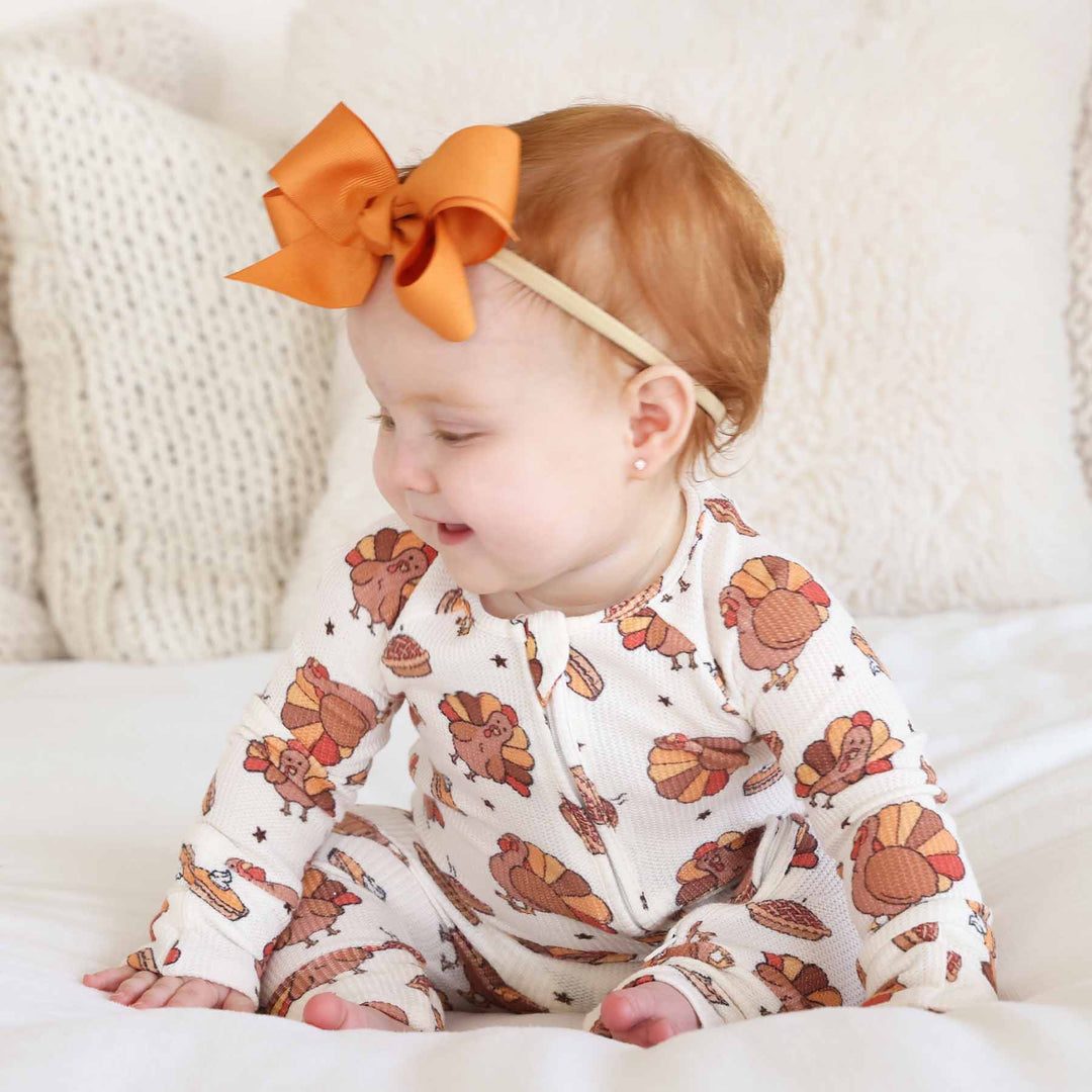 bamboo waffle convertible zip romper turkey treats 