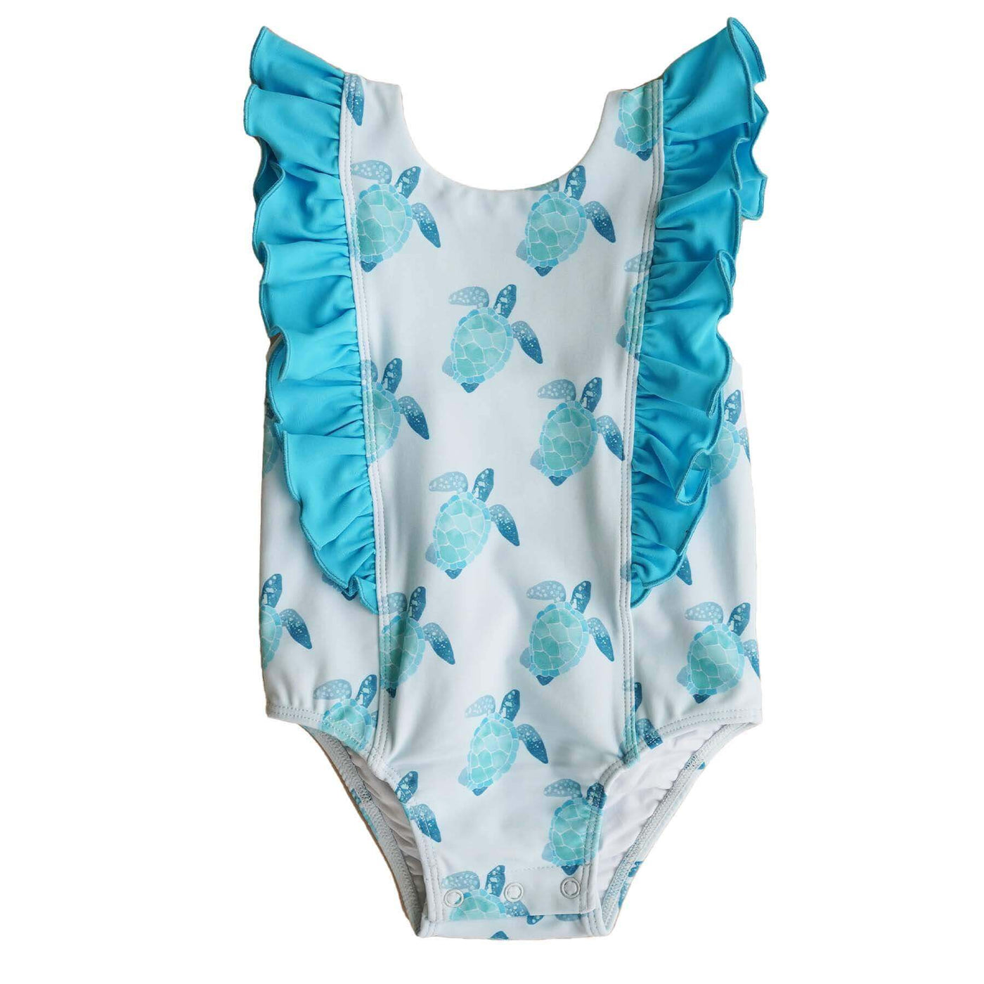 tropical turtles double ruffle one piece