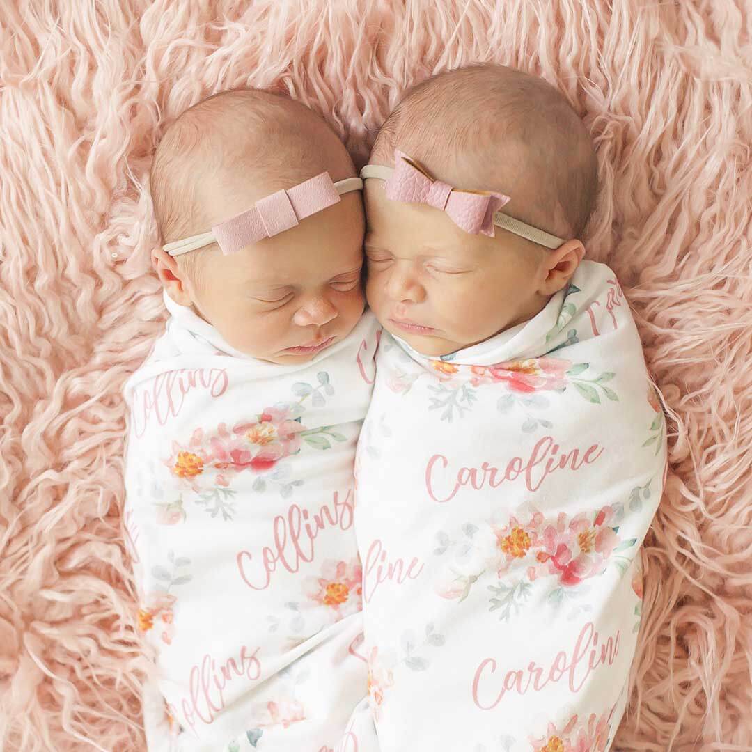 Ella's Dusty Rose Personalized Baby Name Swaddle Blanket | Caden Lane