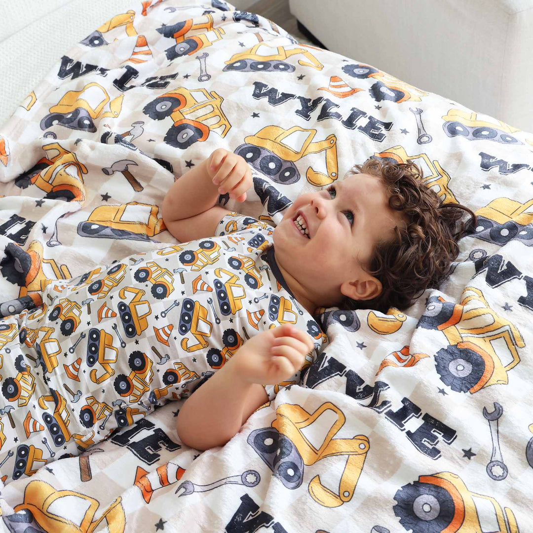 Kids Blanket Personalized Construction Blanket Under Construction