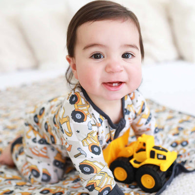 construction equipment pajama romper for babies 