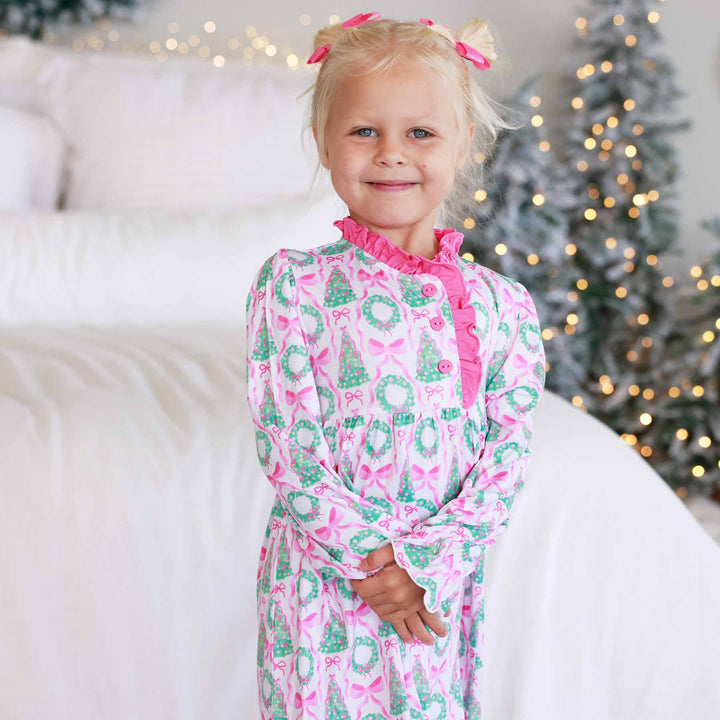 under the tree girls christmas nightgown