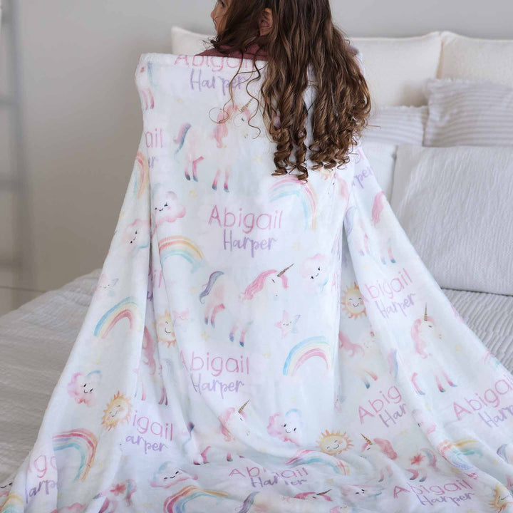 unicorn personalized blanket for kids 