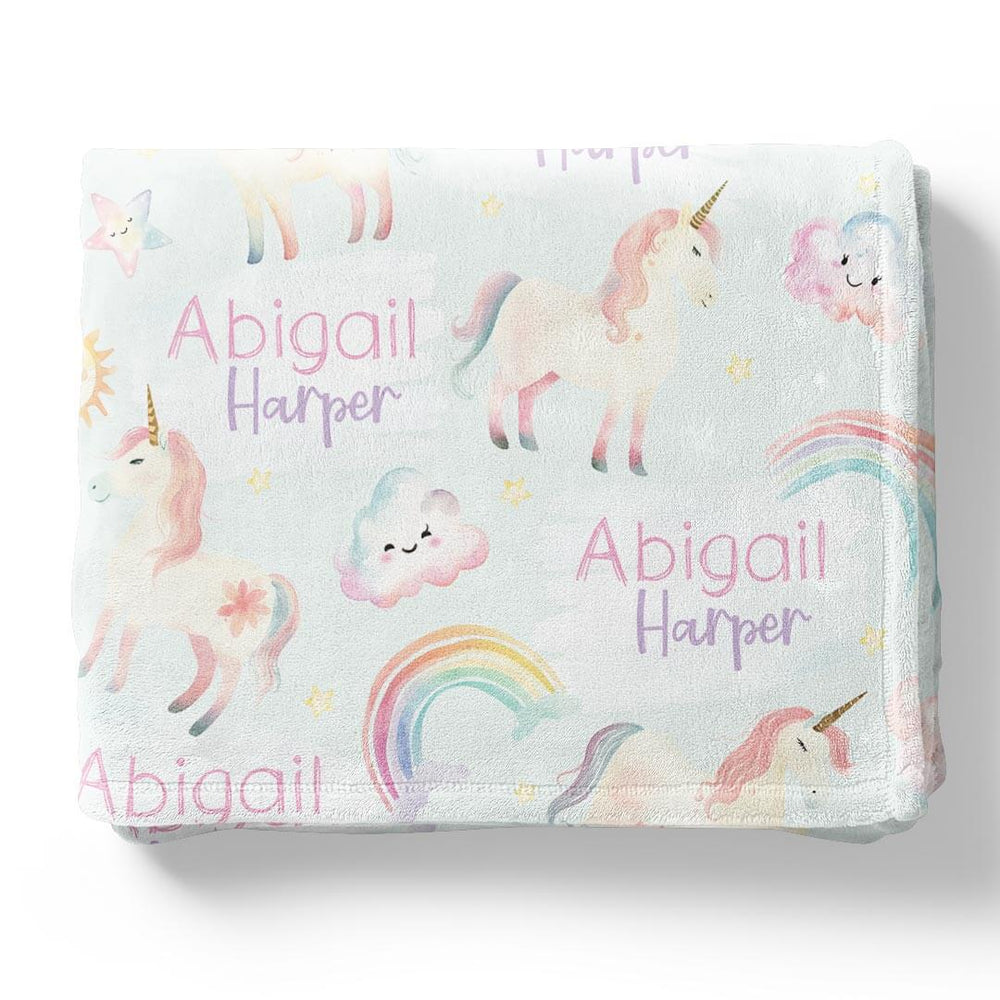 kids personalized unicorn blanket 