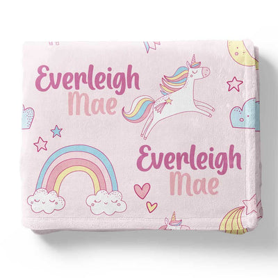 unicorn dreams personalized kids blanket 