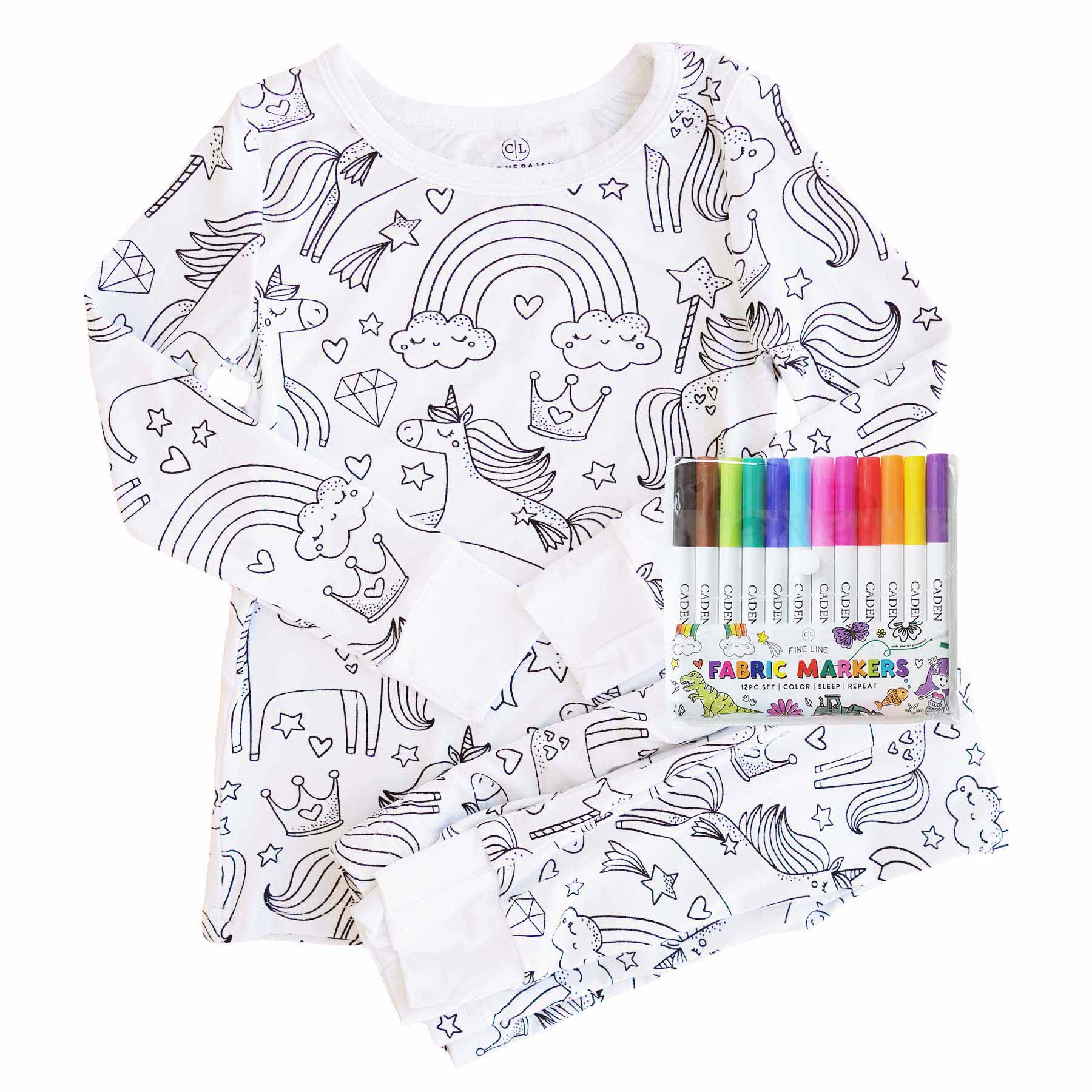 unicorn colorable pajamas for kids 