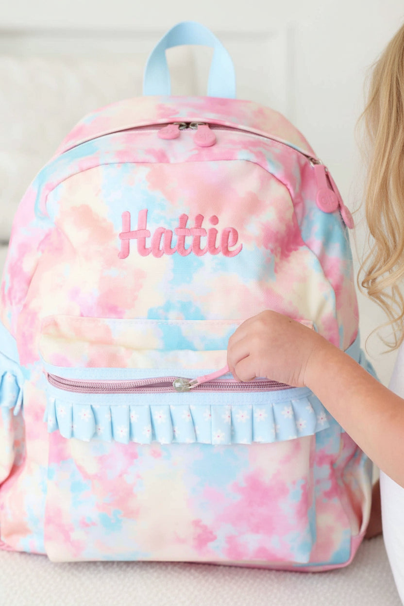 Kids Embroidered Ruffle Backpack | Candy Clouds