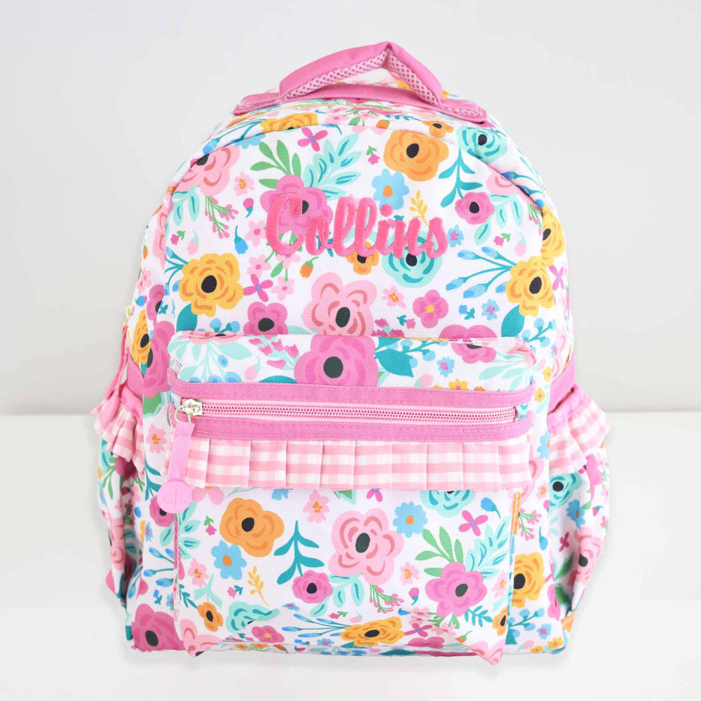colorful floral embroidered backpack