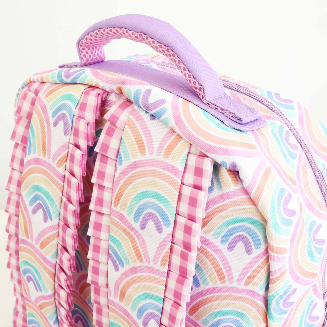 rainbow and gingham girls school backpack